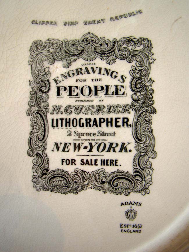 A fabulous 19th century serving plate by Adams Potteries of England depicting the Clipper Ship "Great Republic" from an engraving by N. Currier in 1853 — image 2